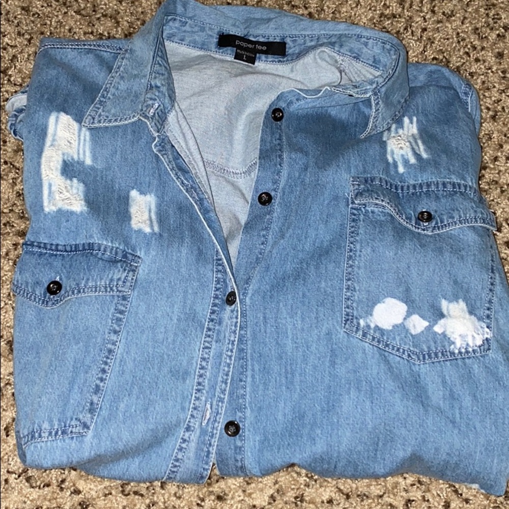 Distress long sleeve shirt